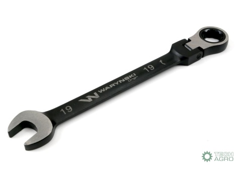 Klucz płasko-oczkowy 19 mm z grzechotką72 zęby i przegubem Waryński