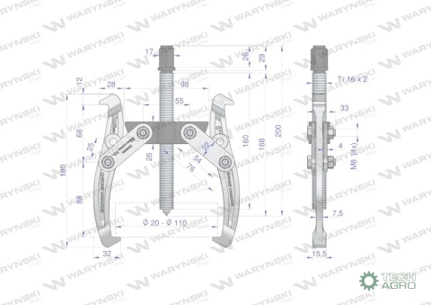 Ściągacz do łożysk dwuramienny typ S 20-127 Waryński