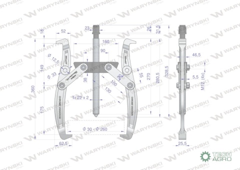 Ściągacz do łożysk dwuramienny typ S 30-260 Waryński
