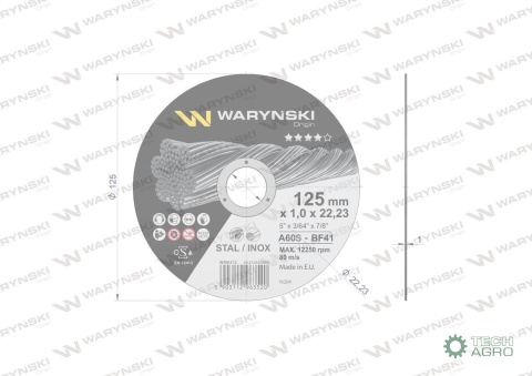 Tarcza do cięcia metalu 125 x1.0 x22.23mm Waryński (sprzedawane po 5 szt w op 5 szt)