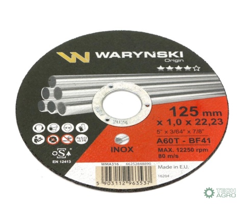 Tarcza do cięciai inoxu 125 x1.0 x22.23mm Waryński (sprzedawane po 5 szt po 5 szt)