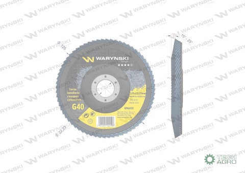 Tarcza do szlifierki 125 mm lamelkowa. cyrkonowa GR40 (sprzedawana po 10 szt.) Waryński