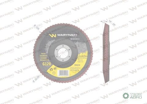 Tarcza do szlifierki 125 mm lamelkowa zelektrokorundem GR120 (sprzedawana po 10 szt.) Waryński
