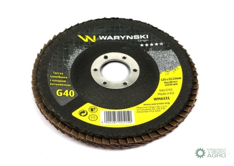 Tarcza do szlifierki 125 mm lamelkowa zelektrokorundem GR40 (sprzedawana po 10 szt.) Waryński