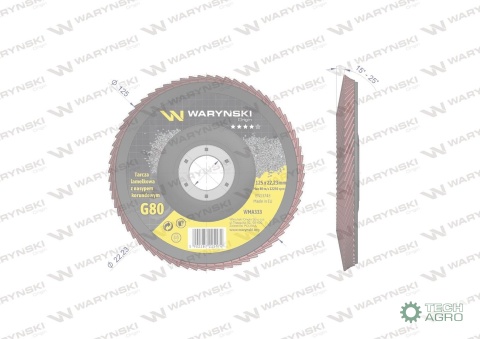 Tarcza do szlifierki 125 mm lamelkowa zelektrokorundem GR80 (sprzedawana po 10 szt.) Waryński