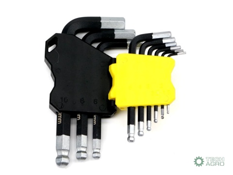 Zestaw kluczy HEX 1.5-10 mm ze stali S29el w uchwycie Waryński