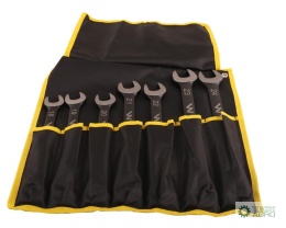 Zestaw kluczy płaskooczkowych z grzechotką w pokrowcu 7 szt rozmiary 18-24 w standardzie ASME B107-2010 Waryński