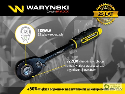 Grzechotka 1/2". 72 T. o zwiększonej odporności. Waryński