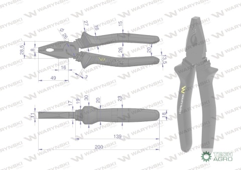 Szczypce uniwersalne 200 mm Waryński