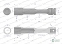 Nasadka udarowa 1/2", sześciokątna slimbardzo długa przelotowa ze stali CrMo 19mm długość 150 mm, stosowane w mechanice do klucz