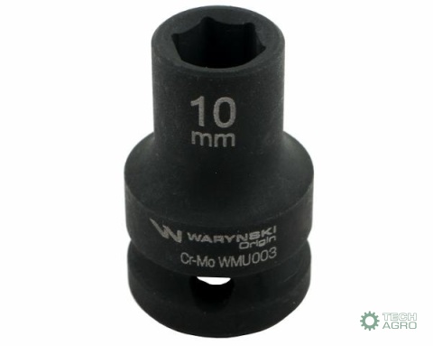 Nasadka udarowa sześciokątna 1/2". 10 mm. CrMo. DIN 3129. Waryński