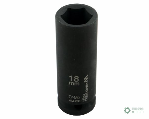Nasadka udarowa sześciokątna długa 1/2". 18 mm. CrMo. DIN 3129. Waryński