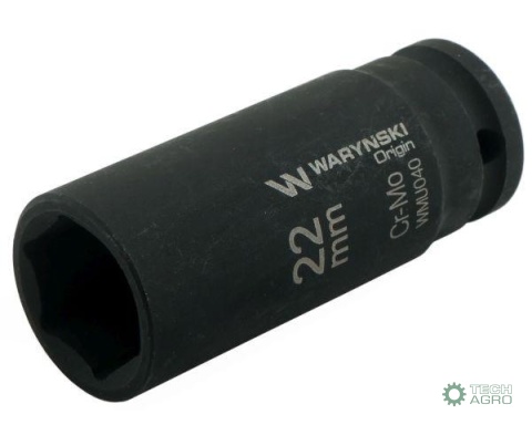 Nasadka udarowa sześciokątna długa 1/2". 22 mm. CrMo. DIN 3129. Waryński