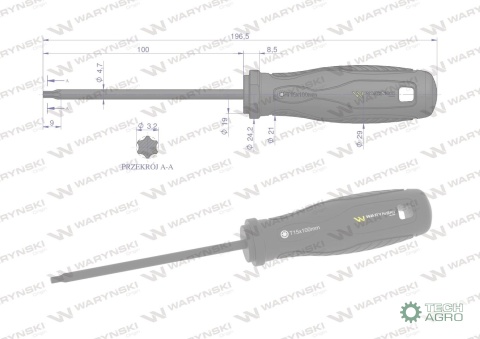 Wkrętak T15. 100 mm. stal SVCM. Waryński