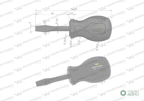 Wkrętak płaski 6.5mm x 45 mm SVCM. Waryński
