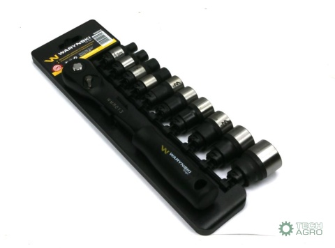 Zestaw L nasadek 1/2 z grzechotką 8 10 12 13 17 18 20 22 24 27 mm 11 el Waryński