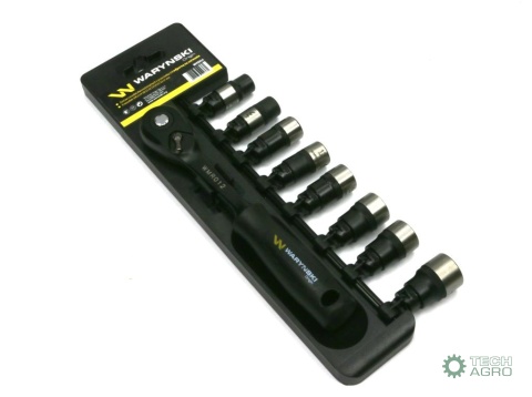 Zestaw L nasadek 3/8 10 11 12 13 14 1516 17 mm z grzechotką Waryński