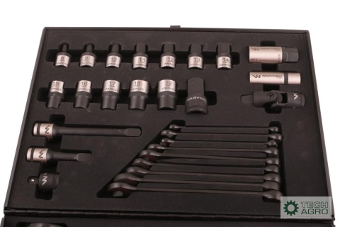 Zestaw nasadek 1./2 z grzechotką i kluczami w kasecie metalowej 49 el. Waryński