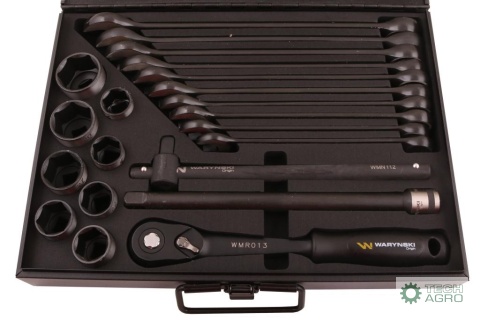 Zestaw nasadek 1./2 z grzechotką i kluczami w kasecie metalowej 49 el. Waryński