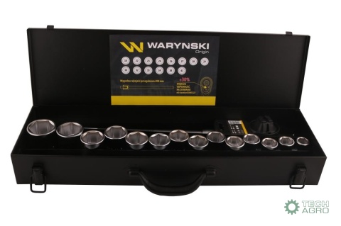 Zestaw nasadek 3/4 z odporną grzechotkąi rękojeścią przegubową 16 el. Waryński