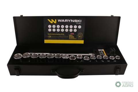 Zestaw nasadek 3/4 z odporną grzechotkąi rękojeścią przegubową 17 el Waryński