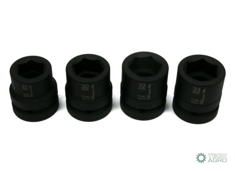 Zestaw nasadek udarowych 1" 4 cz. 27.30. 32. 33 mm ze stali CrMo DIN 3129 Waryński