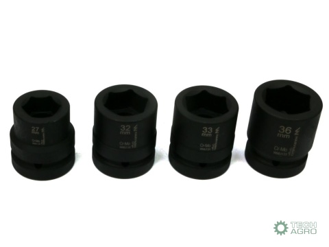 Zestaw nasadek udarowych 1" 4 cz. 27.32. 33. 36 mm ze stali CrMo DIN 3129 Waryński