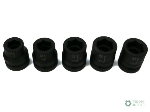 Zestaw nasadek udarowych 1" 5 cz. 24.27. 30. 32. 33 mm ze stali CrMo DIN 3129 Waryński