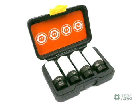 Zestaw nasadek udarowych 1/2 z uchwytemkluczowym. do awaryjnego odkręcania 5 el Waryński