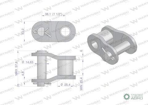 Półogniwo łańcucha P24B1 (R1 1.1/2) Waryński ( sprzedawane po 2 )