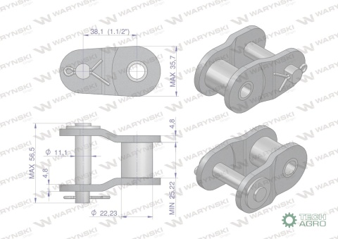 Półogniwo łańcucha wzmocnione P24A-1 ANSI A 120 (R1 1.1/2) Waryński ( sprzedawane po 2 )