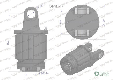 Sprzęgło zapadkowe wału Seria 7R 1000 Nm - 1 3/8 Z6 WARYŃSKI