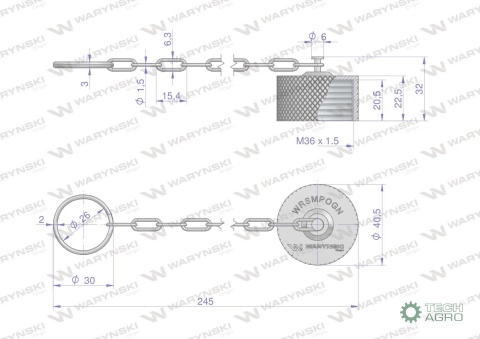 Pokrywa aluminiowa (korek, zaślepka) z gwintem wewnętrznym wkręcany do zaworów skręcanych - gniazd serii WRS Waryński ( sprzedaw