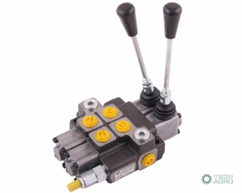 Rozdzielacz hydrauliczny 2-sekcyjny maxprzepływ 40L (1 sekcja - z zatrzaskiem) Waryński