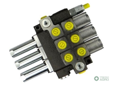 Rozdzielacz hydrauliczny 3-sekcyjny maxprzepływ 40L sterowany na linkę Waryński