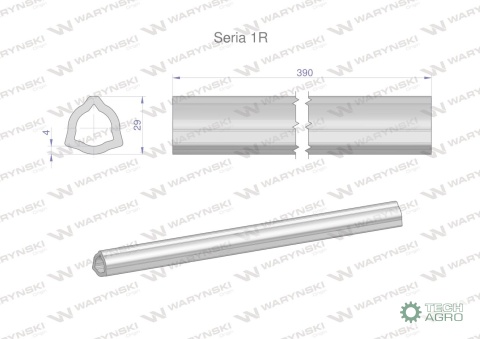 Rura wewnętrzna Seria 1R do wału 510 przegubowo-teleskopowego 29x4 mm 390 mm WARYŃSKI