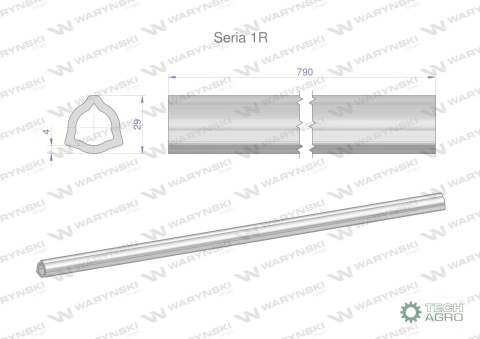 Rura wewnętrzna Seria 1R do wału 910 przegubowo-teleskopowego 29x4 mm 790 mm WARYŃSKI