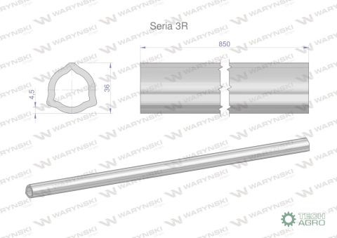 Rura wewnętrzna Seria 3R do wału 1010 przegubowo-teleskopowego 36x4.5 mm 855 mm WARYŃSKI