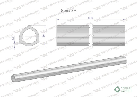 Rura wewnętrzna Seria 3R do wału 760 przegubowo-teleskopowego 36x4.5 mm 605 mm WARYŃSKI