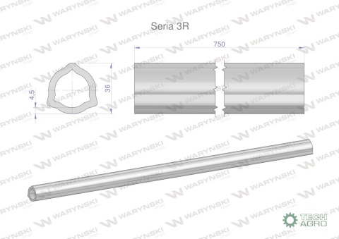 Rura wewnętrzna Seria 3R do wału 910 przegubowo-teleskopowego 36x4.5 mm 755 mm WARYŃSKI