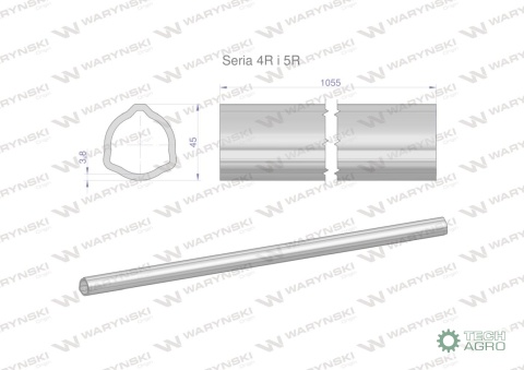 Rura wewnętrzna Seria 4R i 5R do wału 1210 przegubowo-teleskopowego 45x3.8 mm 1055 mm WARYŃSKI