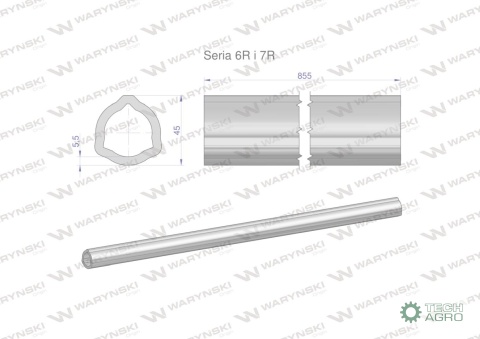 Rura wewnętrzna Seria 6R i 7R do wału 1010 przegubowo-teleskopowego 45x5.5mm 855 mm WARYŃSKI