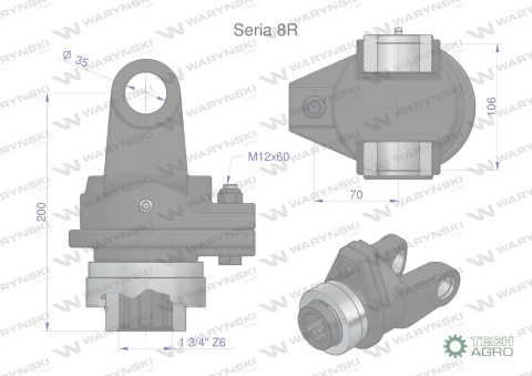 Sprzęgło na kołek wału Seria 8R 3500Nm - 35x106 - 1 3/4 Z6 WARYŃSKI