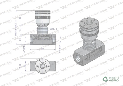 Zawór dławiący WRFB 90 1/4"BSP Waryński