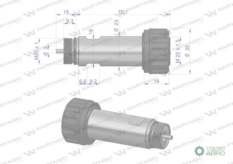 Trzpień cewki do elektrozaworów W-E38DVS6/2. W-E12DVS6/2 Waryński