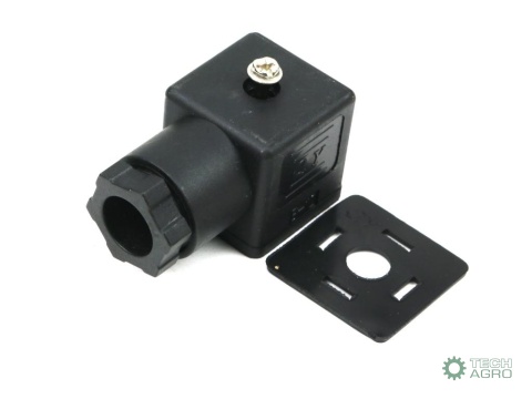 Wtyczka elektryczna (czarna) 12V 24V (SP666) do zasilania cewek elektromagnetycznych z uszczelką Waryński