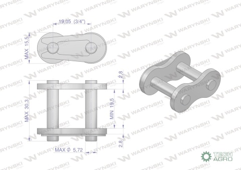 Zamek łańcucha 12BHF3. 515. RE425 (3/4- 13.5) Waryński ( sprzedawane po 5 )