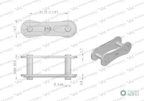 Zamek łańcucha 210B (R1 1.1/4) Waryński( sprzedawane po 5 )