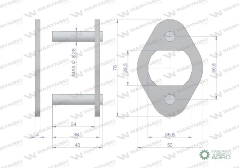 Zamek łańcucha 216B spinka ogniwo duże z otworem zastosowanie Prasa Rolująca Krone 9220070 Waryński ( sprzedawany po 100 )