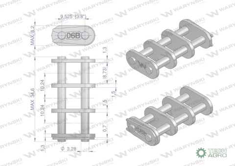 Zamek łańcucha Z06B-3 (R3 3/8) Waryński( sprzedawane po 5 )